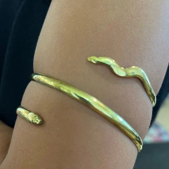 Brass Adjustable Arm Snake Bangle. - Picture 2 of 2